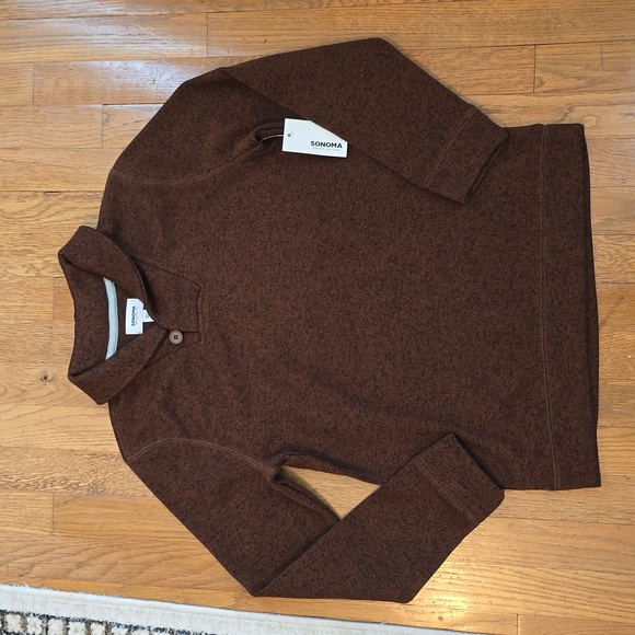 SONOMA BRAND BOYS BROWN "SHAWL NECK" SWEATER FLEECE SIZE LARGE 14/16 - Picture 1 of 13